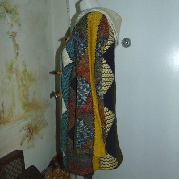 Anthropologie Charlie & Robin Cardigan Patch Knit S Chunky Cottage Cabin Core - Picture 3 of 14